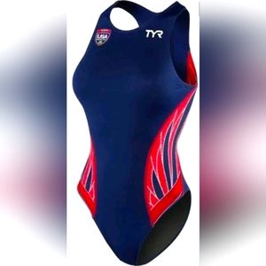 TYR USA Womens Water Polo Team Phoenix Splice Destroyer Swim Suit Sz 30=4/6 NWT